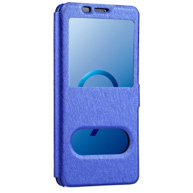 For Galaxy S9+ Silk Texture Horizontal Flip Leather Case with Call Display ID & Answer / Reject Display