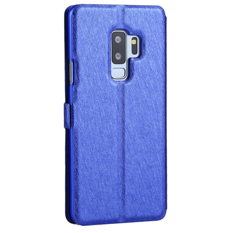 For Galaxy S9+ Silk Texture Horizontal Flip Leather Case with Call Display ID & Answer / Reject Display