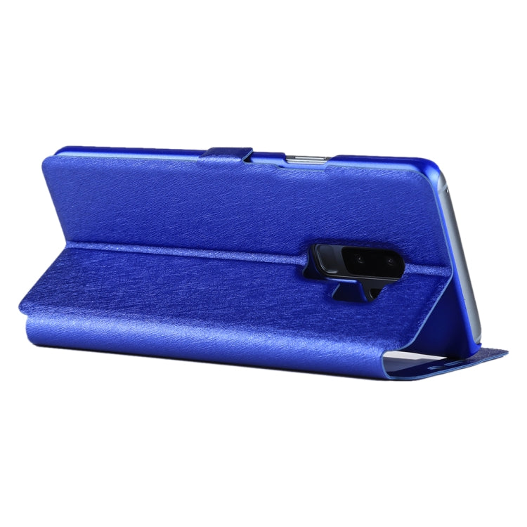 For Galaxy S9+ Silk Texture Horizontal Flip Leather Case with Call Display ID & Answer / Reject Display