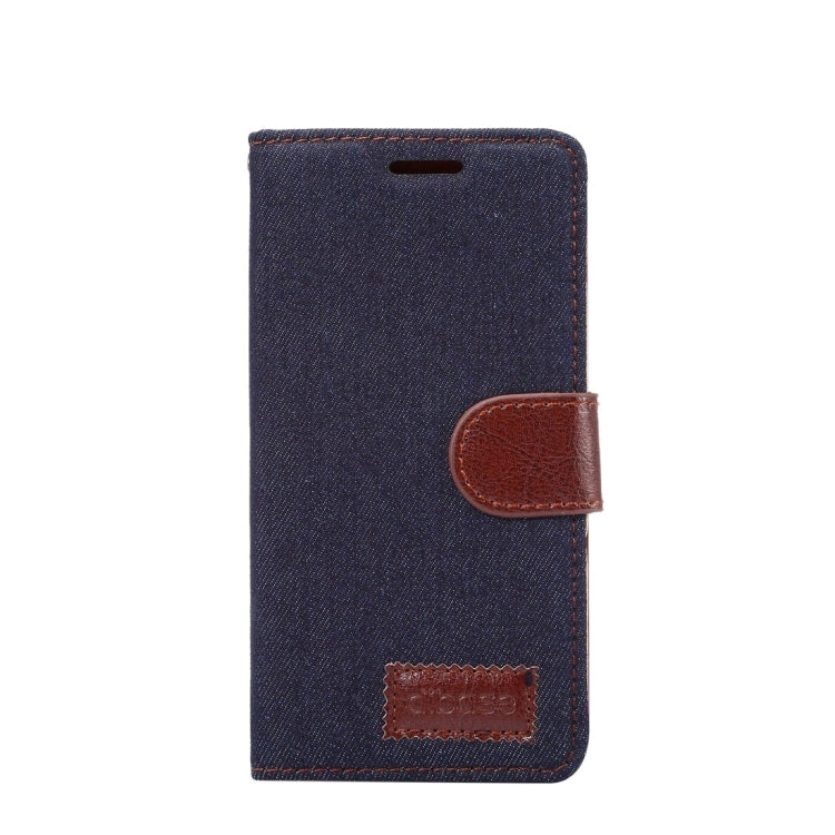 For Galaxy J7(2017) (US Version) Denim Texture Horizontal Flip Case with Holder & Card Slots(Black)