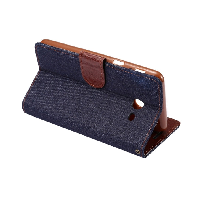 For Galaxy J7(2017) (US Version) Denim Texture Horizontal Flip Case with Holder & Card Slots(Black)