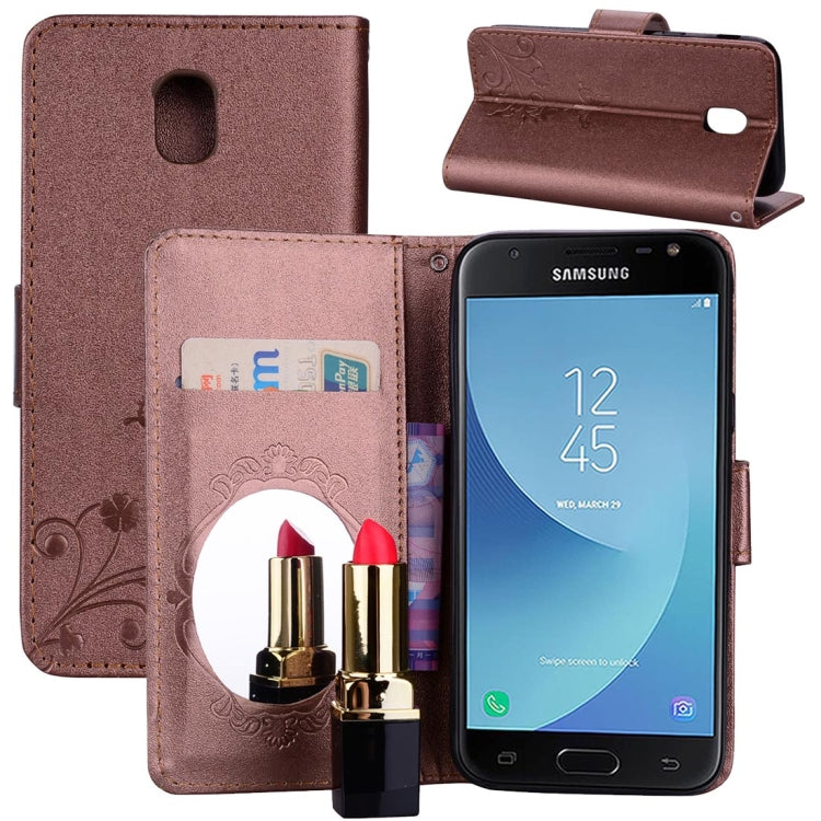 For Galaxy J5 (2017) / J530 (EU Version) Vintage Embossed Floral Butterfly Pattern Horizontal Flip Leather Case with Mirror & Card Slot & Holder & Wallet & Lanyard