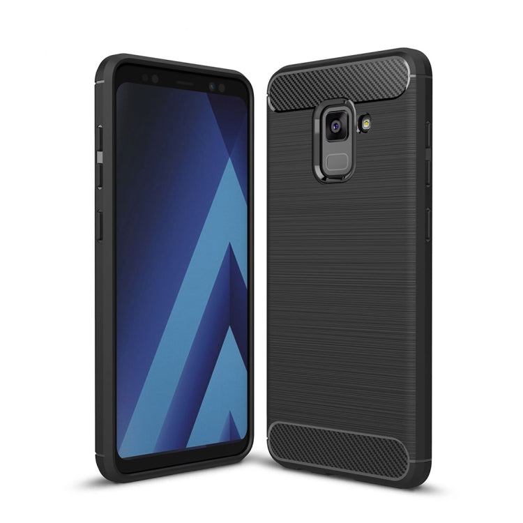 For Galaxy A5 (2018) Brushed Carbon Fiber Texture TPU Shockproof Anti-slip Soft Protective Back Cover Case