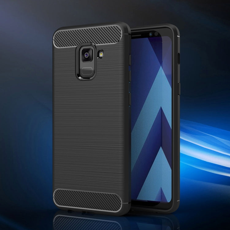 For Galaxy A5 (2018) Brushed Carbon Fiber Texture TPU Shockproof Anti-slip Soft Protective Back Cover Case