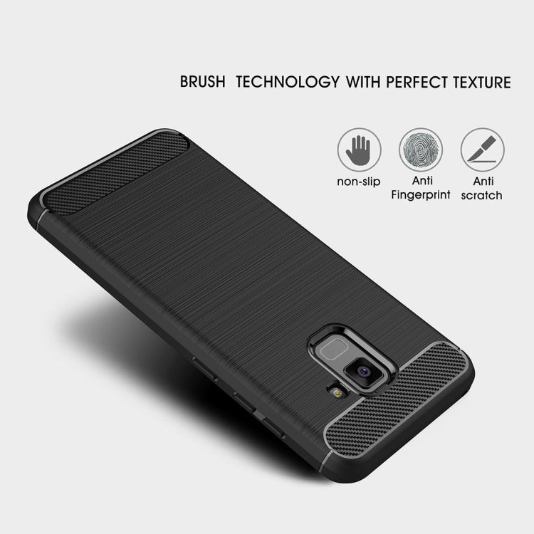 For Galaxy A5 (2018) Brushed Carbon Fiber Texture TPU Shockproof Anti-slip Soft Protective Back Cover Case