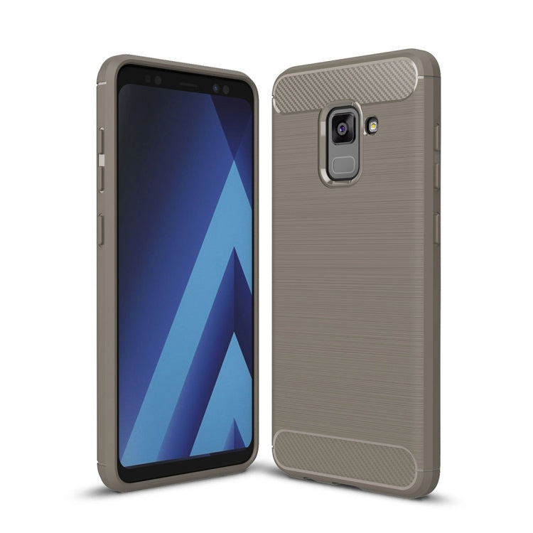 For Galaxy A5 (2018) Brushed Carbon Fiber Texture TPU Shockproof Anti-slip Soft Protective Back Cover Case