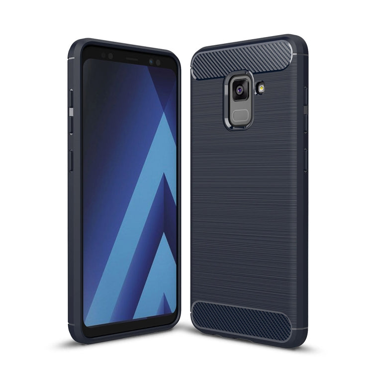 For Galaxy A5 (2018) Brushed Carbon Fiber Texture TPU Shockproof Anti-slip Soft Protective Back Cover Case