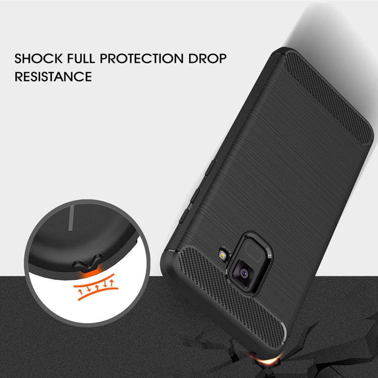 For Galaxy A5 (2018) Brushed Carbon Fiber Texture TPU Shockproof Anti-slip Soft Protective Back Cover Case