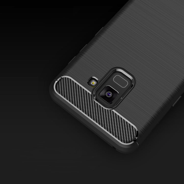 For Galaxy A5 (2018) Brushed Carbon Fiber Texture TPU Shockproof Anti-slip Soft Protective Back Cover Case