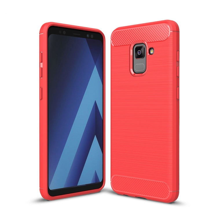 For Galaxy A5 (2018) Brushed Carbon Fiber Texture TPU Shockproof Anti-slip Soft Protective Back Cover Case