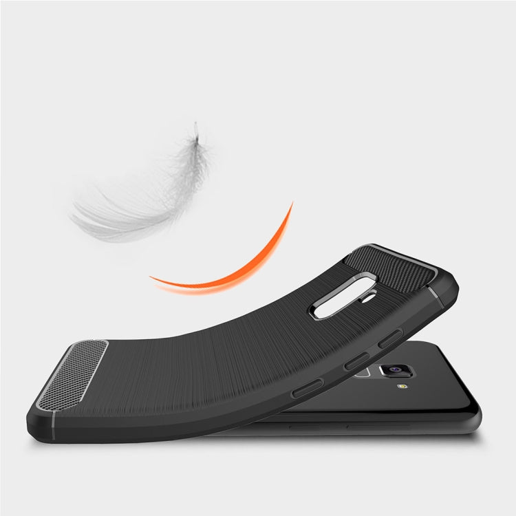 For Galaxy A5 (2018) Brushed Carbon Fiber Texture TPU Shockproof Anti-slip Soft Protective Back Cover Case