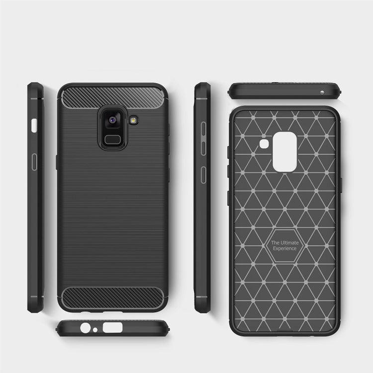 For Galaxy A5 (2018) Brushed Carbon Fiber Texture TPU Shockproof Anti-slip Soft Protective Back Cover Case