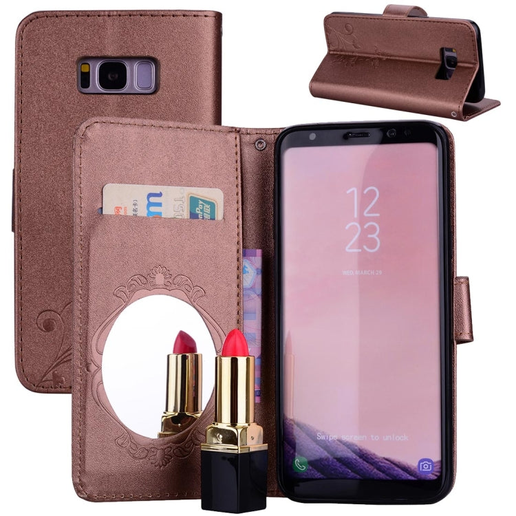 For Galaxy S8 Vintage Embossed Floral Butterfly Pattern Horizontal Flip Leather Case with Mirror & Card Slot & Holder & Wallet & Lanyard