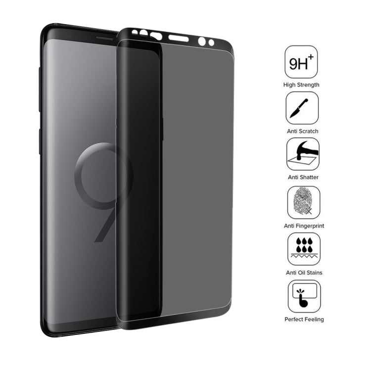 For Galaxy S9 0.3mm 9H Surface Hardness 3D Privacy Anti-spy Tempered Glass Protective Film(Black)