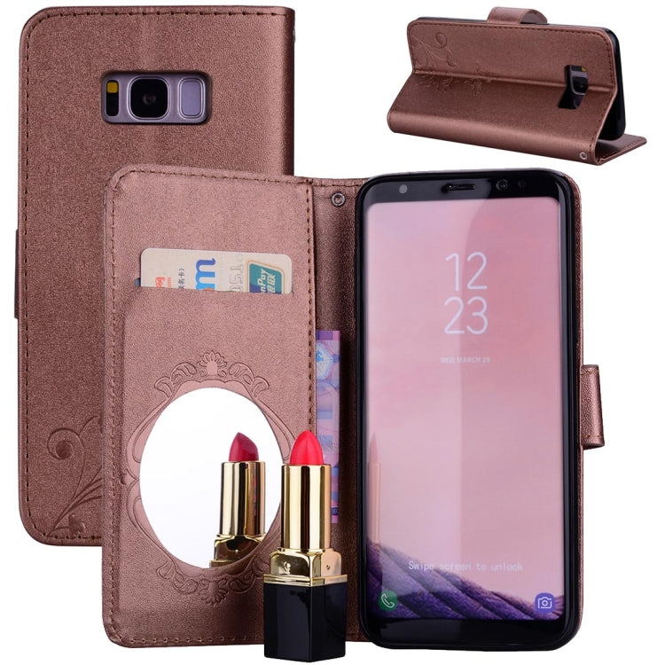 For Galaxy S8+ / G955 Vintage Embossed Floral Butterfly Pattern Horizontal Flip Leather Case with Mirror & Card Slot & Holder & Wallet & Lanyard