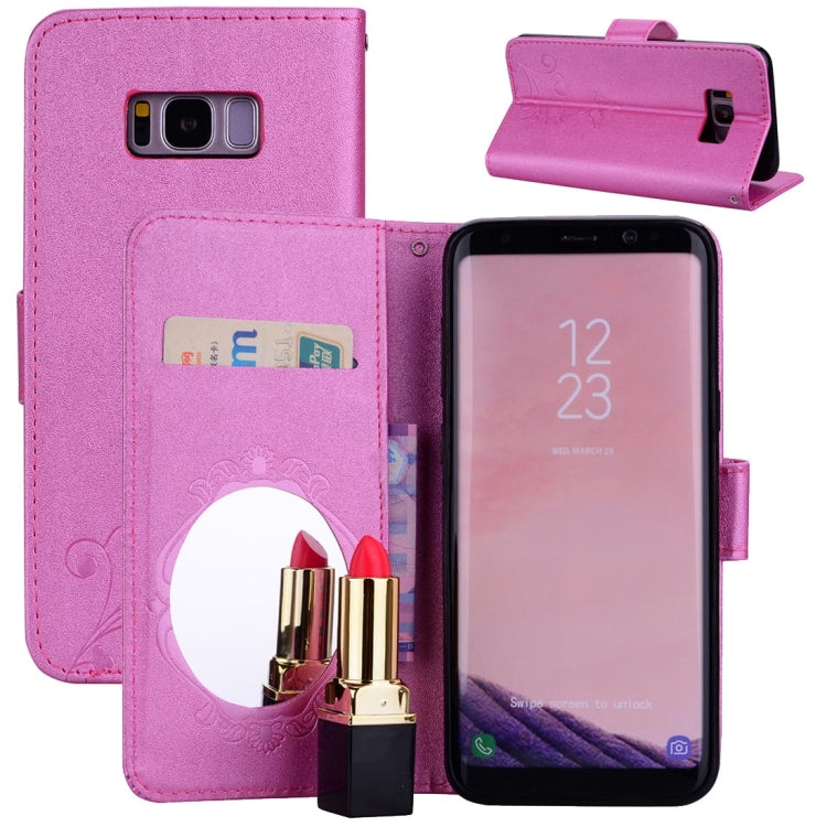 For Galaxy S8+ / G955 Vintage Embossed Floral Butterfly Pattern Horizontal Flip Leather Case with Mirror & Card Slot & Holder & Wallet & Lanyard