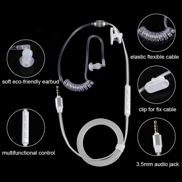 Perfume Anti-radiation 3.5mm Stereo Earphone Wired Single Earbud In-Ear Vacuum Spiral Conduit Monaural Earpiece With Mic, For iPad, iPhone, Galaxy, Huawei, Xiaomi, LG, HTC and Other Smart Phones