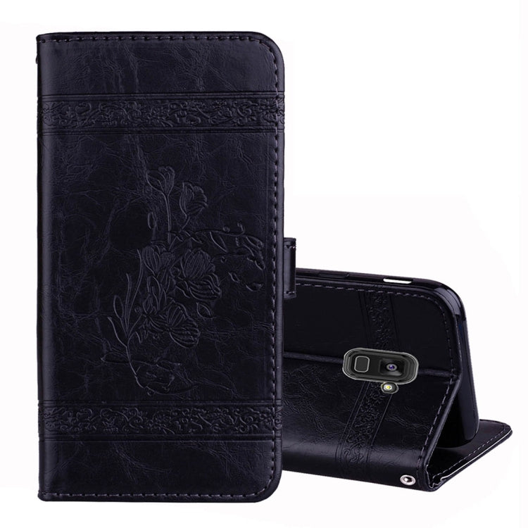 For Galaxy A8+ (2018) Vintage Oil Wax Texture Embossed Horizontal Flip Leather Case with Holder & Card Slots & Wallet & Photo Frame & Lanyard
