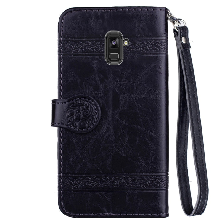For Galaxy A8+ (2018) Vintage Oil Wax Texture Embossed Horizontal Flip Leather Case with Holder & Card Slots & Wallet & Photo Frame & Lanyard