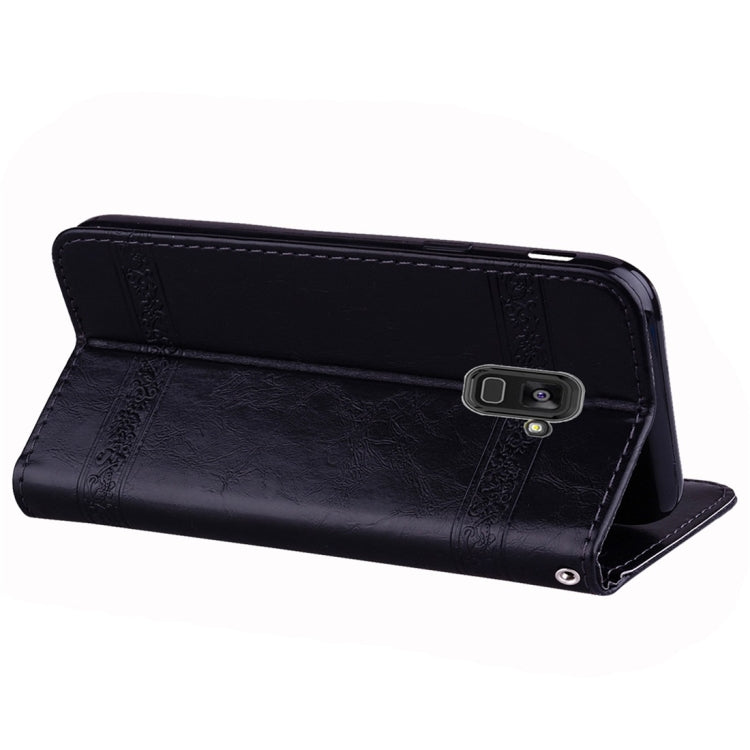 For Galaxy A8+ (2018) Vintage Oil Wax Texture Embossed Horizontal Flip Leather Case with Holder & Card Slots & Wallet & Photo Frame & Lanyard
