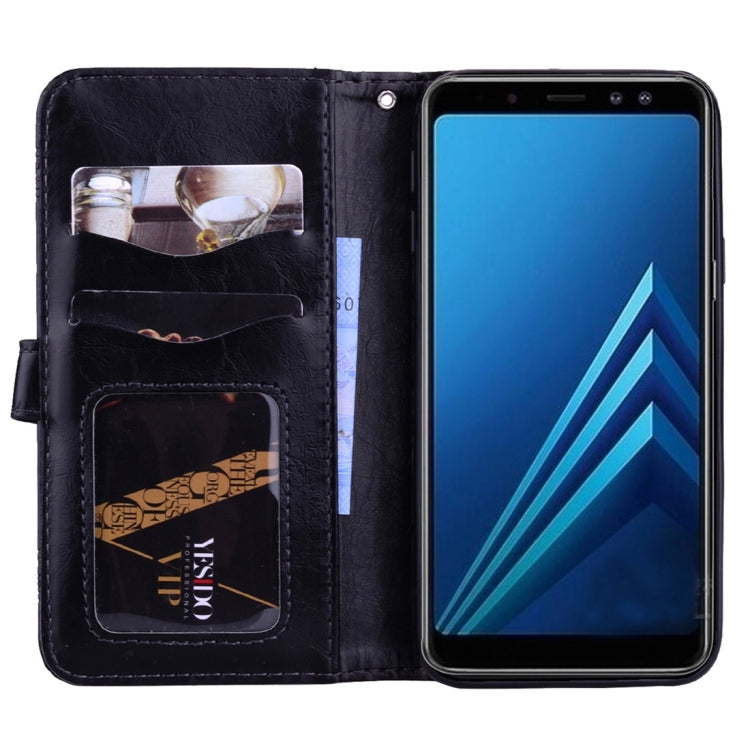 For Galaxy A8+ (2018) Vintage Oil Wax Texture Embossed Horizontal Flip Leather Case with Holder & Card Slots & Wallet & Photo Frame & Lanyard