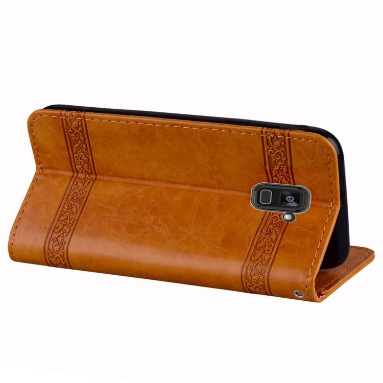 For Galaxy A8+ (2018) Vintage Oil Wax Texture Embossed Horizontal Flip Leather Case with Holder & Card Slots & Wallet & Photo Frame & Lanyard