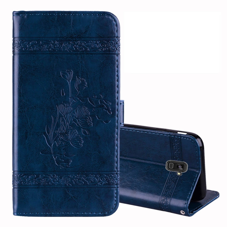 For Galaxy A8+ (2018) Vintage Oil Wax Texture Embossed Horizontal Flip Leather Case with Holder & Card Slots & Wallet & Photo Frame & Lanyard