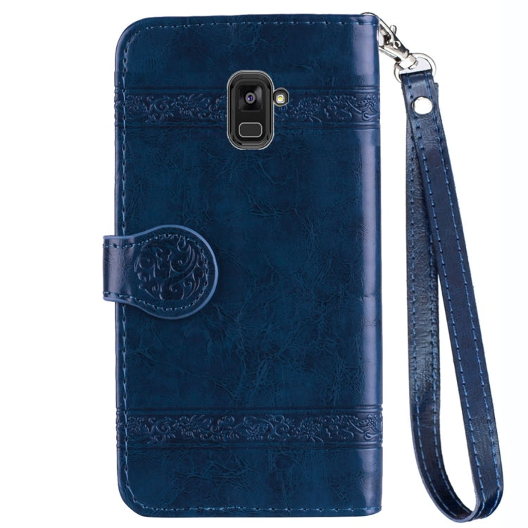 For Galaxy A8+ (2018) Vintage Oil Wax Texture Embossed Horizontal Flip Leather Case with Holder & Card Slots & Wallet & Photo Frame & Lanyard