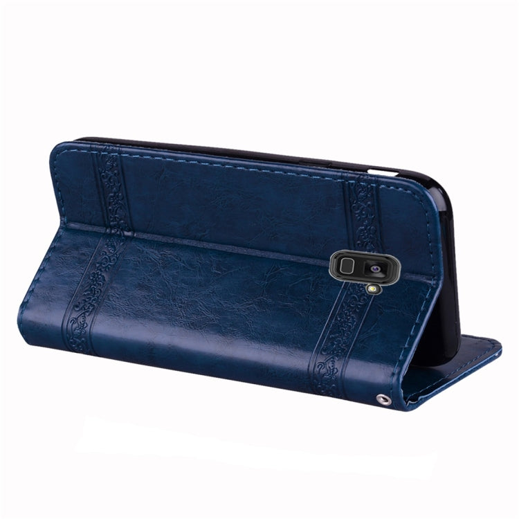 For Galaxy A8+ (2018) Vintage Oil Wax Texture Embossed Horizontal Flip Leather Case with Holder & Card Slots & Wallet & Photo Frame & Lanyard