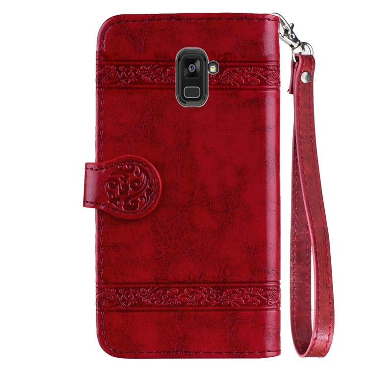 For Galaxy A8+ (2018) Vintage Oil Wax Texture Embossed Horizontal Flip Leather Case with Holder & Card Slots & Wallet & Photo Frame & Lanyard