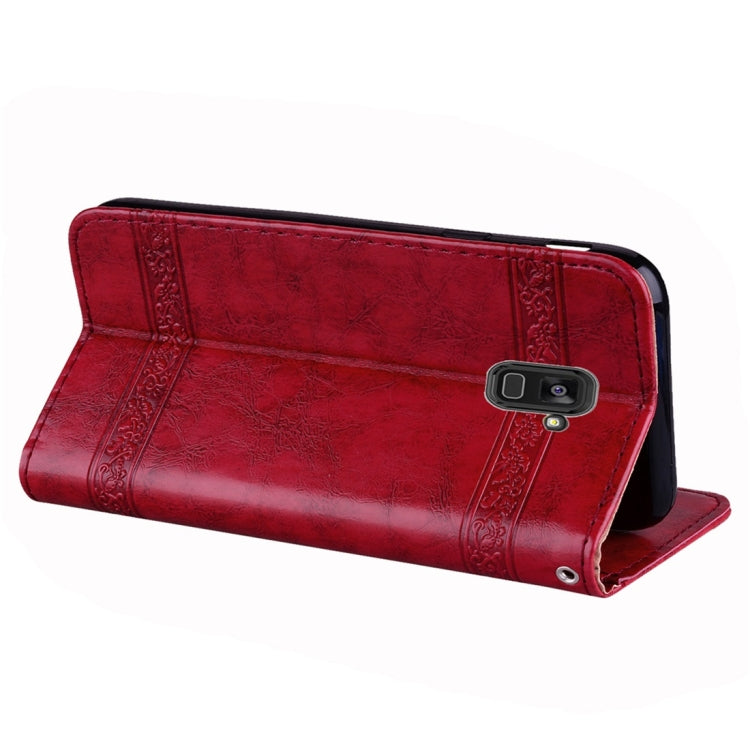 For Galaxy A8+ (2018) Vintage Oil Wax Texture Embossed Horizontal Flip Leather Case with Holder & Card Slots & Wallet & Photo Frame & Lanyard