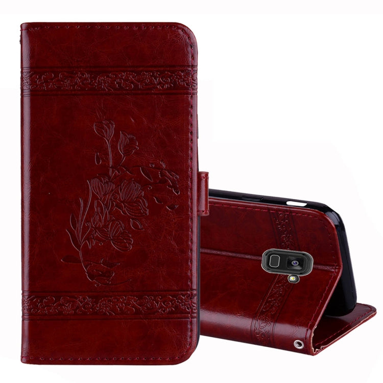 For Galaxy A8+ (2018) Vintage Oil Wax Texture Embossed Horizontal Flip Leather Case with Holder & Card Slots & Wallet & Photo Frame & Lanyard