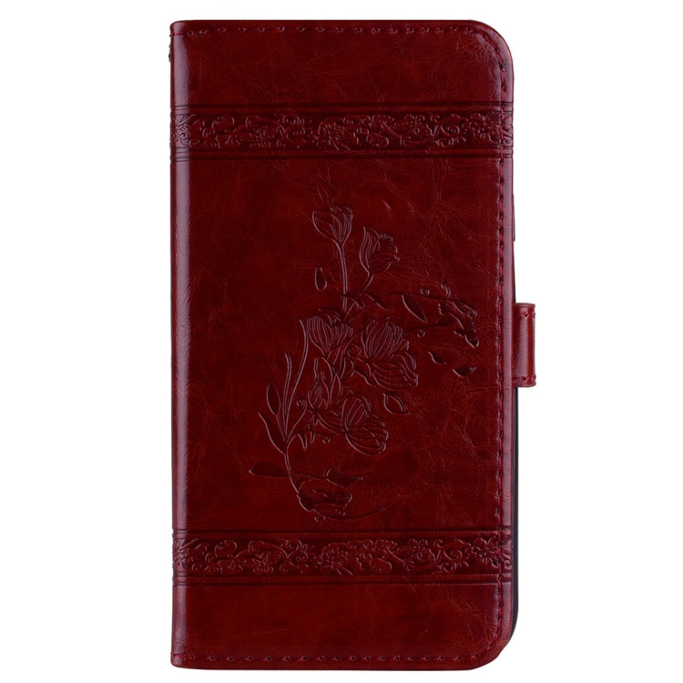For Galaxy A8+ (2018) Vintage Oil Wax Texture Embossed Horizontal Flip Leather Case with Holder & Card Slots & Wallet & Photo Frame & Lanyard