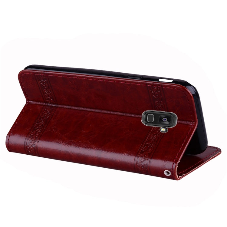 For Galaxy A8+ (2018) Vintage Oil Wax Texture Embossed Horizontal Flip Leather Case with Holder & Card Slots & Wallet & Photo Frame & Lanyard