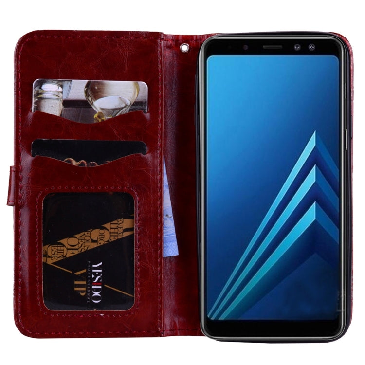 For Galaxy A8+ (2018) Vintage Oil Wax Texture Embossed Horizontal Flip Leather Case with Holder & Card Slots & Wallet & Photo Frame & Lanyard