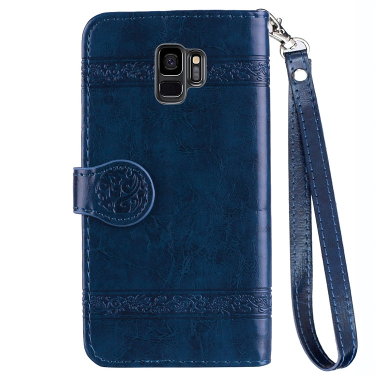 For Galaxy S9 Vintage Oil Wax Texture Embossed Horizontal Flip Leather Case with Holder & Card Slots & Wallet & Photo Frame & Lanyard
