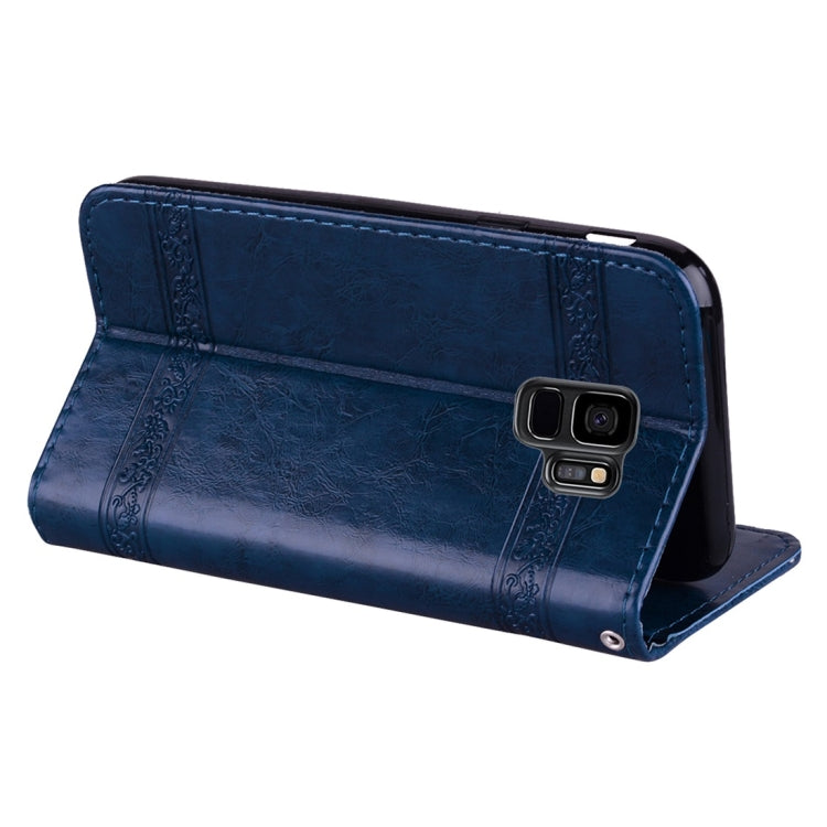 For Galaxy S9 Vintage Oil Wax Texture Embossed Horizontal Flip Leather Case with Holder & Card Slots & Wallet & Photo Frame & Lanyard
