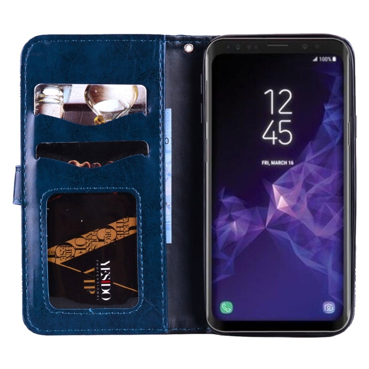 For Galaxy S9 Vintage Oil Wax Texture Embossed Horizontal Flip Leather Case with Holder & Card Slots & Wallet & Photo Frame & Lanyard