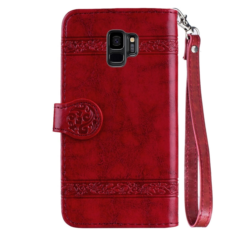 For Galaxy S9 Vintage Oil Wax Texture Embossed Horizontal Flip Leather Case with Holder & Card Slots & Wallet & Photo Frame & Lanyard