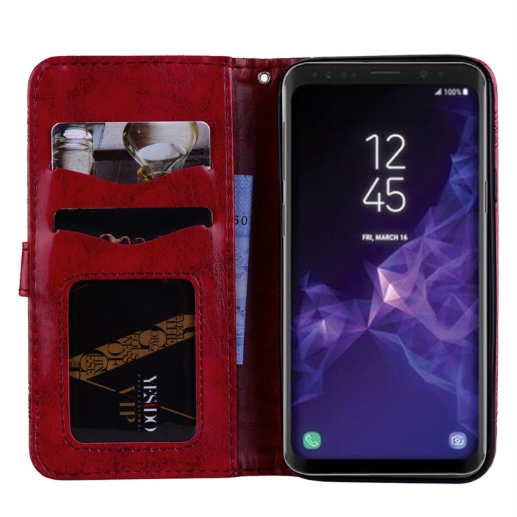 For Galaxy S9 Vintage Oil Wax Texture Embossed Horizontal Flip Leather Case with Holder & Card Slots & Wallet & Photo Frame & Lanyard