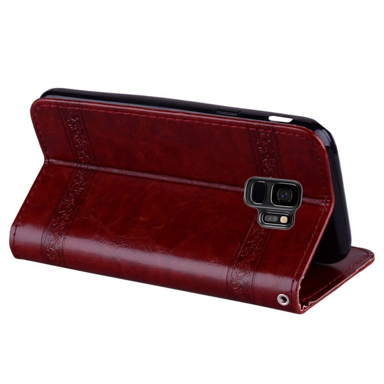 For Galaxy S9 Vintage Oil Wax Texture Embossed Horizontal Flip Leather Case with Holder & Card Slots & Wallet & Photo Frame & Lanyard