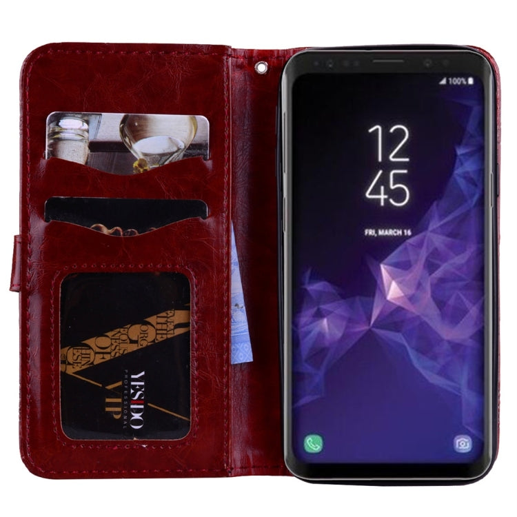 For Galaxy S9 Vintage Oil Wax Texture Embossed Horizontal Flip Leather Case with Holder & Card Slots & Wallet & Photo Frame & Lanyard