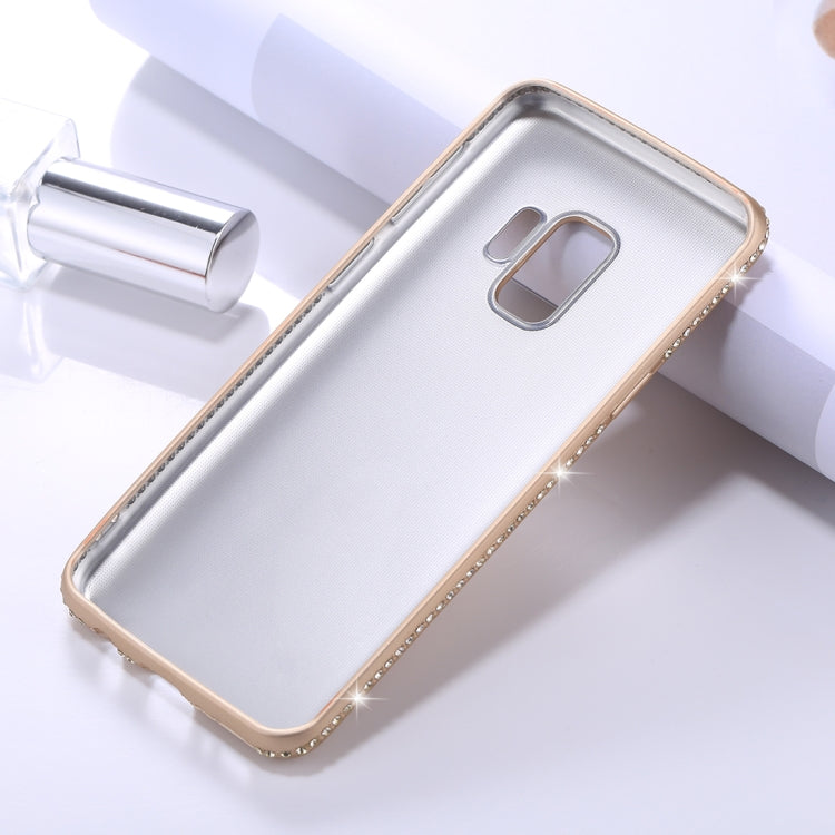For Galaxy S9 Crystal Decor Sides Frosted Soft TPU Protective Back Case