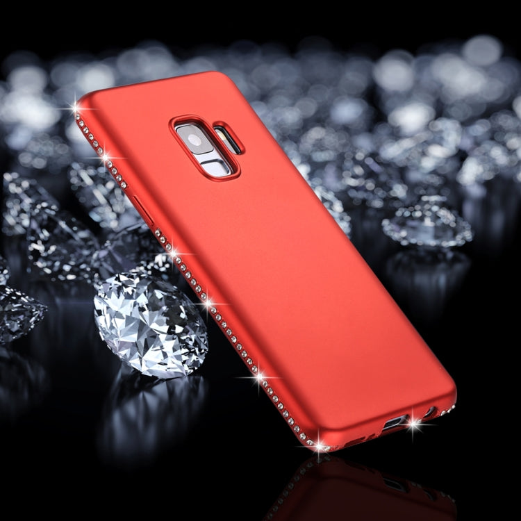 For Galaxy S9 Crystal Decor Sides Frosted Soft TPU Protective Back Case