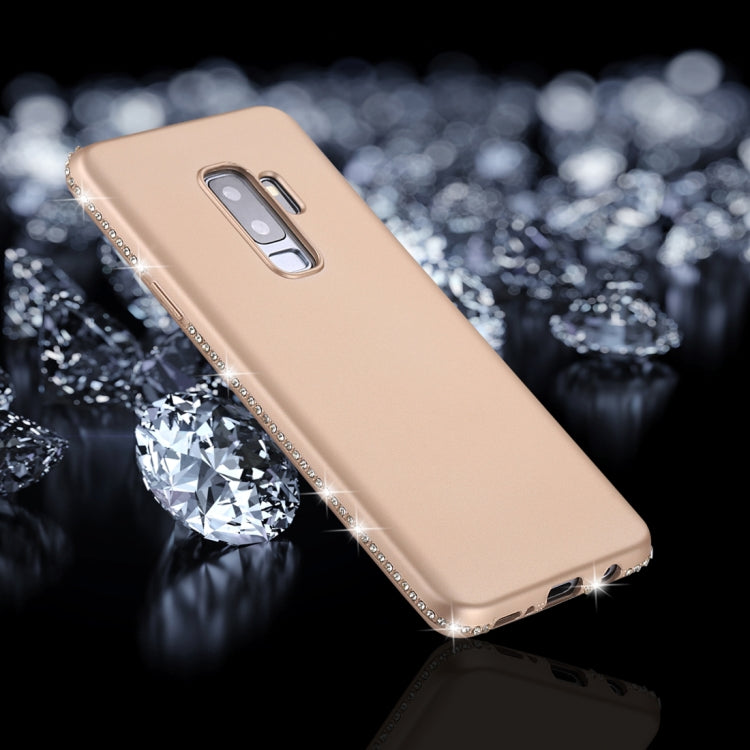 For Galaxy S9+ Crystal Decor Sides Frosted Soft TPU Protective Back Case