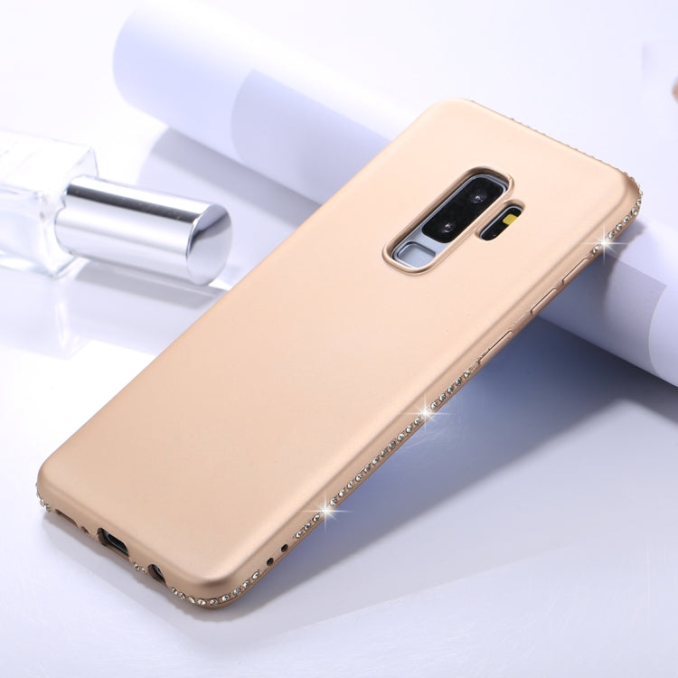 For Galaxy S9+ Crystal Decor Sides Frosted Soft TPU Protective Back Case