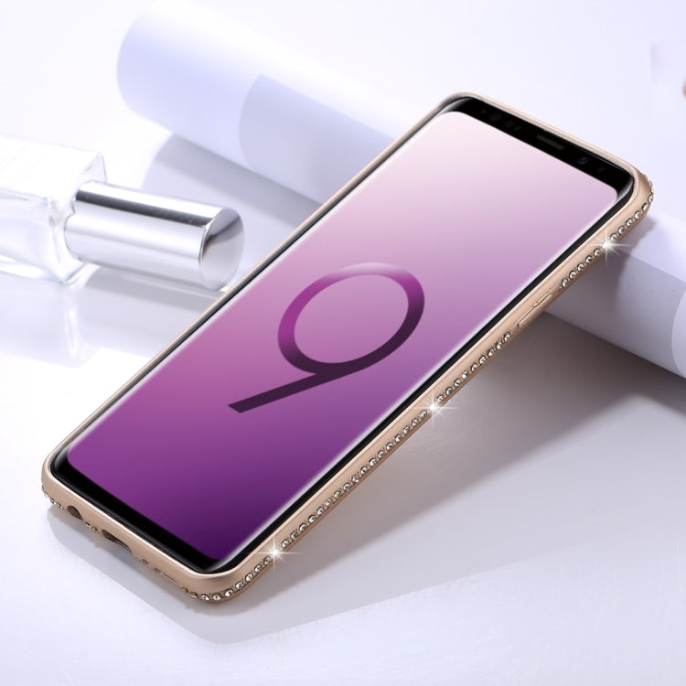 For Galaxy S9+ Crystal Decor Sides Frosted Soft TPU Protective Back Case