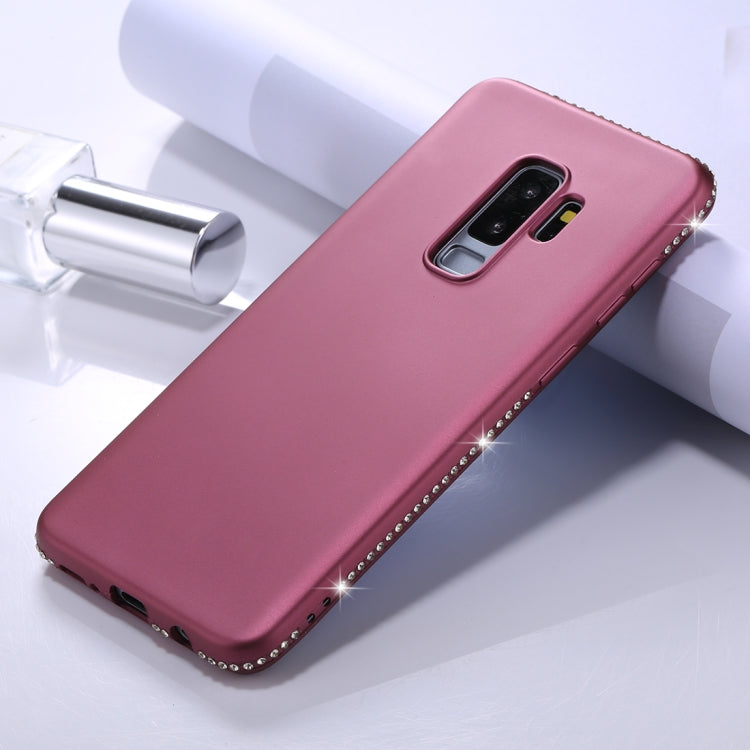 For Galaxy S9+ Crystal Decor Sides Frosted Soft TPU Protective Back Case
