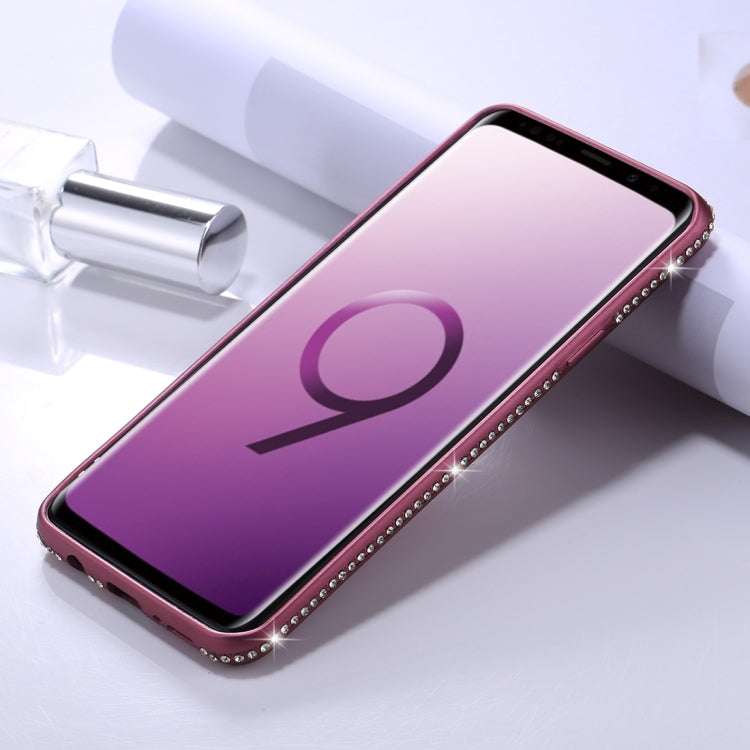 For Galaxy S9+ Crystal Decor Sides Frosted Soft TPU Protective Back Case