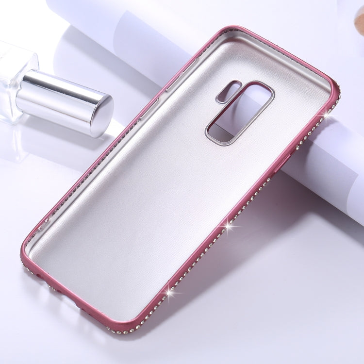 For Galaxy S9+ Crystal Decor Sides Frosted Soft TPU Protective Back Case